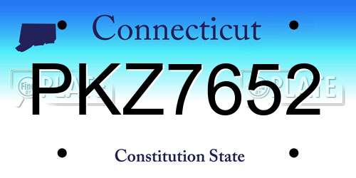 PKZ7652 Connecticut License Plate