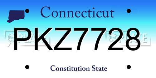 PKZ7728 Connecticut License Plate