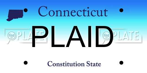 PLAID Connecticut License Plate