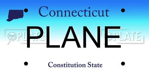 PLANE Connecticut License Plate