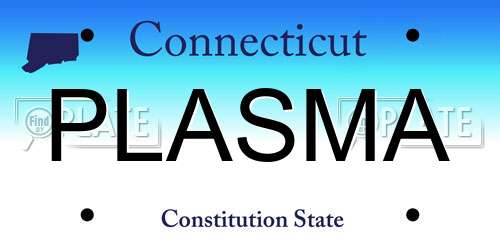 PLASMA Connecticut License Plate