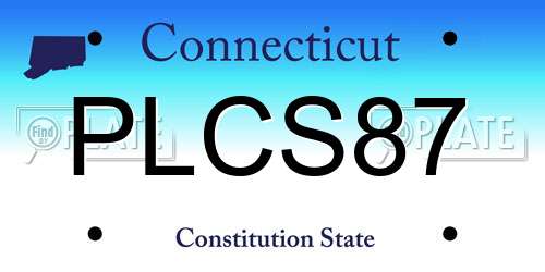 PLCS87 Connecticut License Plate