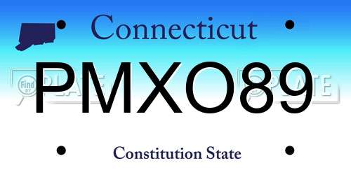 PMXO89 Connecticut License Plate