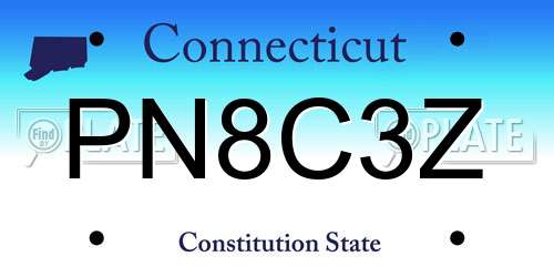 PN8C3Z Connecticut License Plate