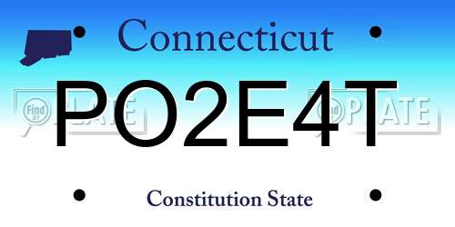 PO2E4T Connecticut License Plate