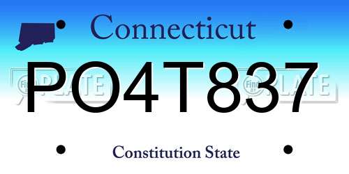 PO4T837 Connecticut License Plate