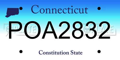 POA2832 Connecticut License Plate