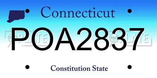 POA2837 Connecticut License Plate