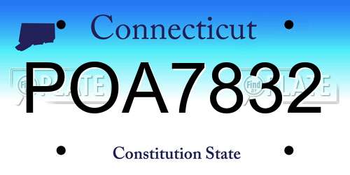 POA7832 Connecticut License Plate