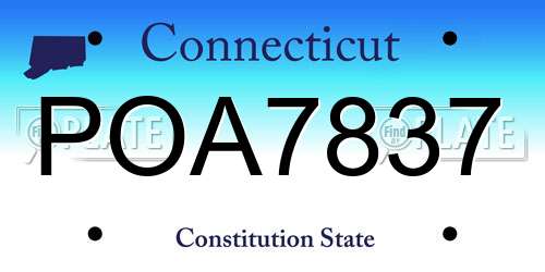 POA7837 Connecticut License Plate