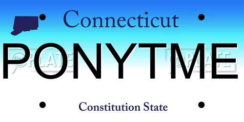 PONYTME Connecticut License Plate