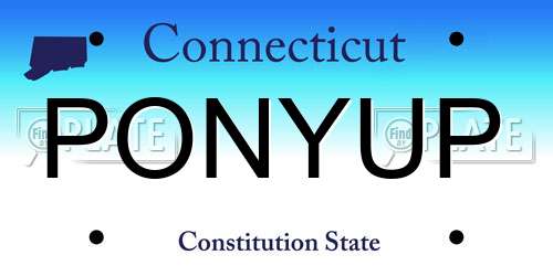 PONYUP Connecticut License Plate