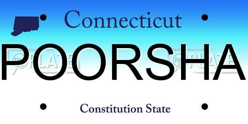POORSHA Connecticut License Plate