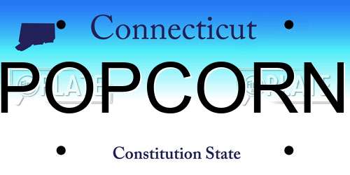POPCORN Connecticut License Plate