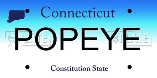 POPEYE Connecticut License Plate