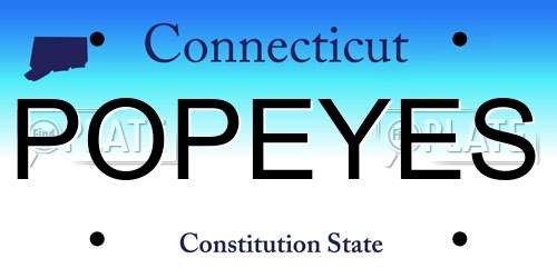 POPEYES Connecticut License Plate