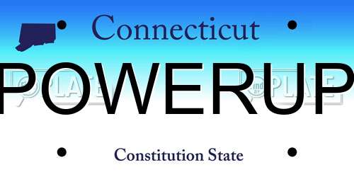 POWERUP Connecticut License Plate