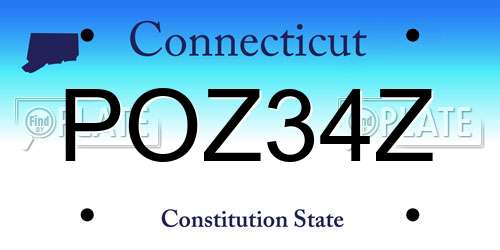POZ34Z Connecticut License Plate