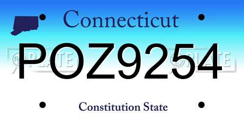 POZ9254 Connecticut License Plate