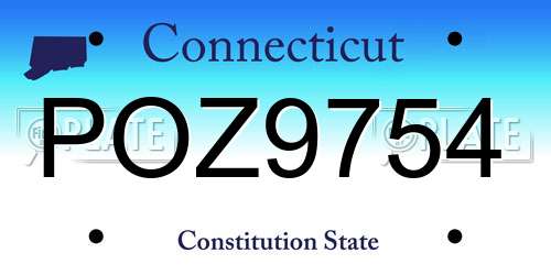 POZ9754 Connecticut License Plate