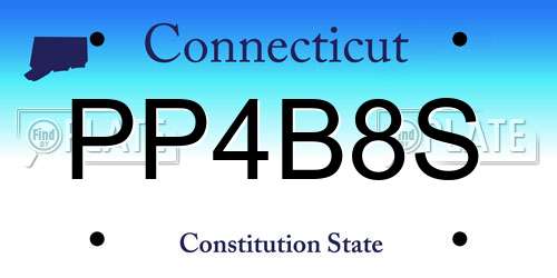 PP4B8S Connecticut License Plate