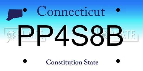 PP4S8B Connecticut License Plate