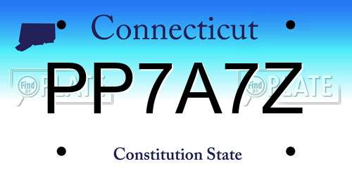 PP7A7Z Connecticut License Plate