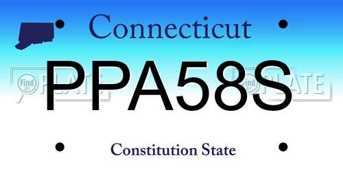 PPA58S Connecticut License Plate