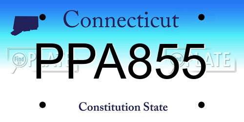 PPA855 Connecticut License Plate