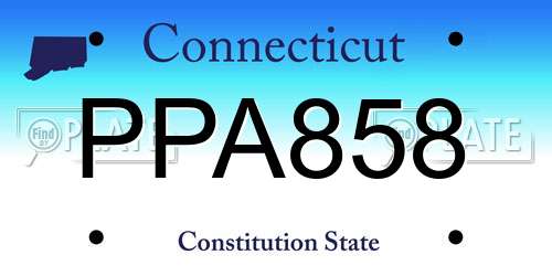 PPA858 Connecticut License Plate