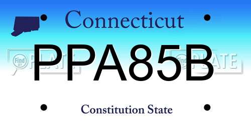 PPA85B Connecticut License Plate