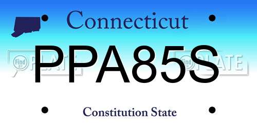 PPA85S Connecticut License Plate