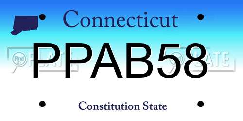 PPAB58 Connecticut License Plate