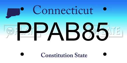 PPAB85 Connecticut License Plate