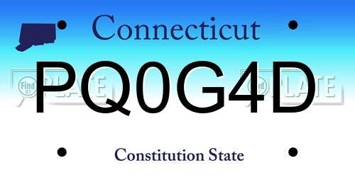 PQ0G4D Connecticut License Plate