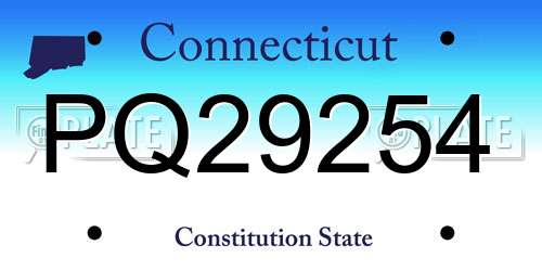 PQ29254 Connecticut License Plate