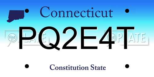 PQ2E4T Connecticut License Plate