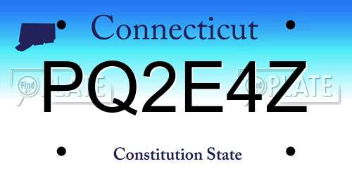 PQ2E4Z Connecticut License Plate