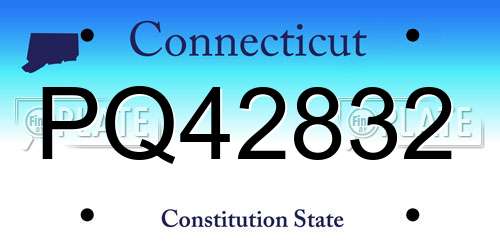 PQ42832 Connecticut License Plate