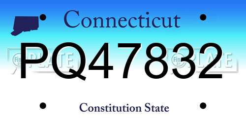 PQ47832 Connecticut License Plate