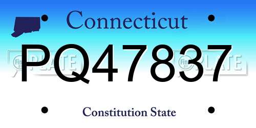 PQ47837 Connecticut License Plate