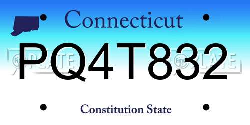 PQ4T832 Connecticut License Plate