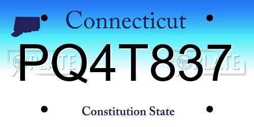 PQ4T837 Connecticut License Plate