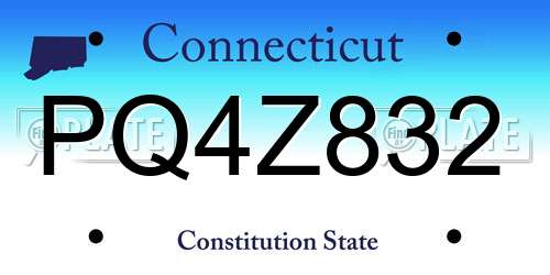 PQ4Z832 Connecticut License Plate