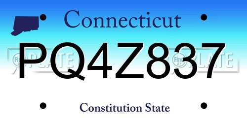 PQ4Z837 Connecticut License Plate
