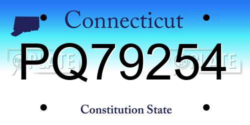 PQ79254 Connecticut License Plate
