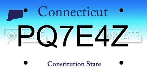 PQ7E4Z Connecticut License Plate