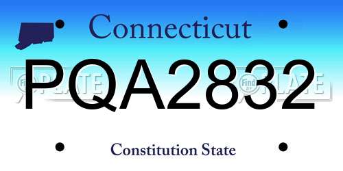 PQA2832 Connecticut License Plate