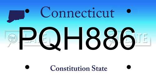 PQH886 Connecticut License Plate