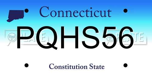 PQHS56 Connecticut License Plate